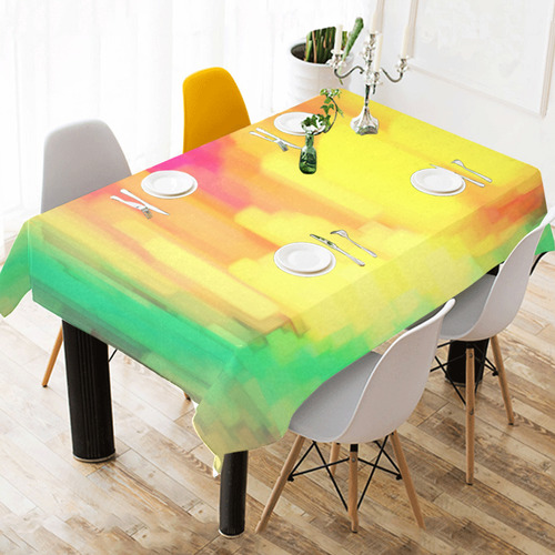 Pastel shapes painting Cotton Linen Tablecloth 52"x 70"