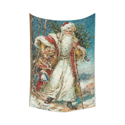 Vintage Santa Claus Low Poly Landscape Cotton Linen Wall Tapestry 60"x 90"