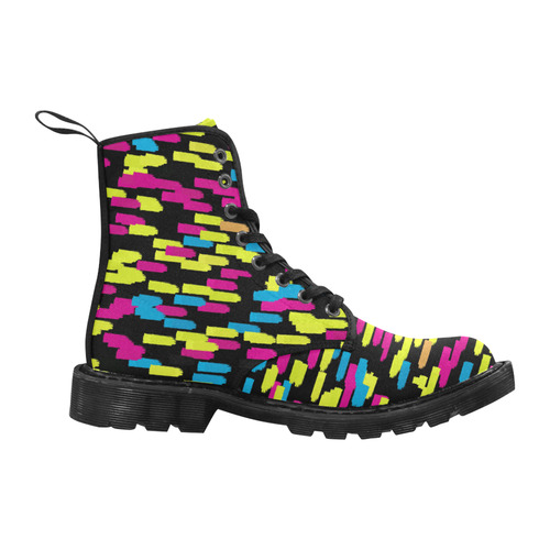 Colorful strokes on a black background Martin Boots for Men (Black) (Model 1203H)