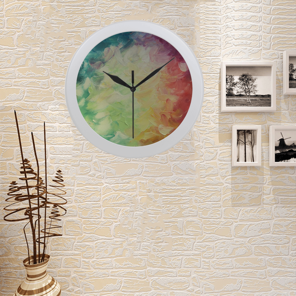 Painted canvas Circular Plastic Wall clock