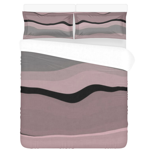 vintage pink black gray2f3 3-Piece Bedding Set