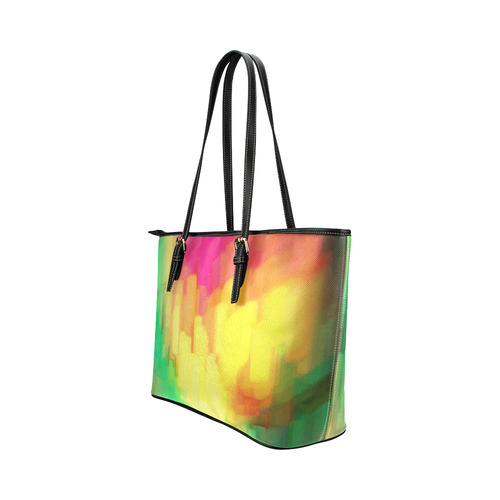 Pastel shapes painting Leather Tote Bag/Large (Model 1651)