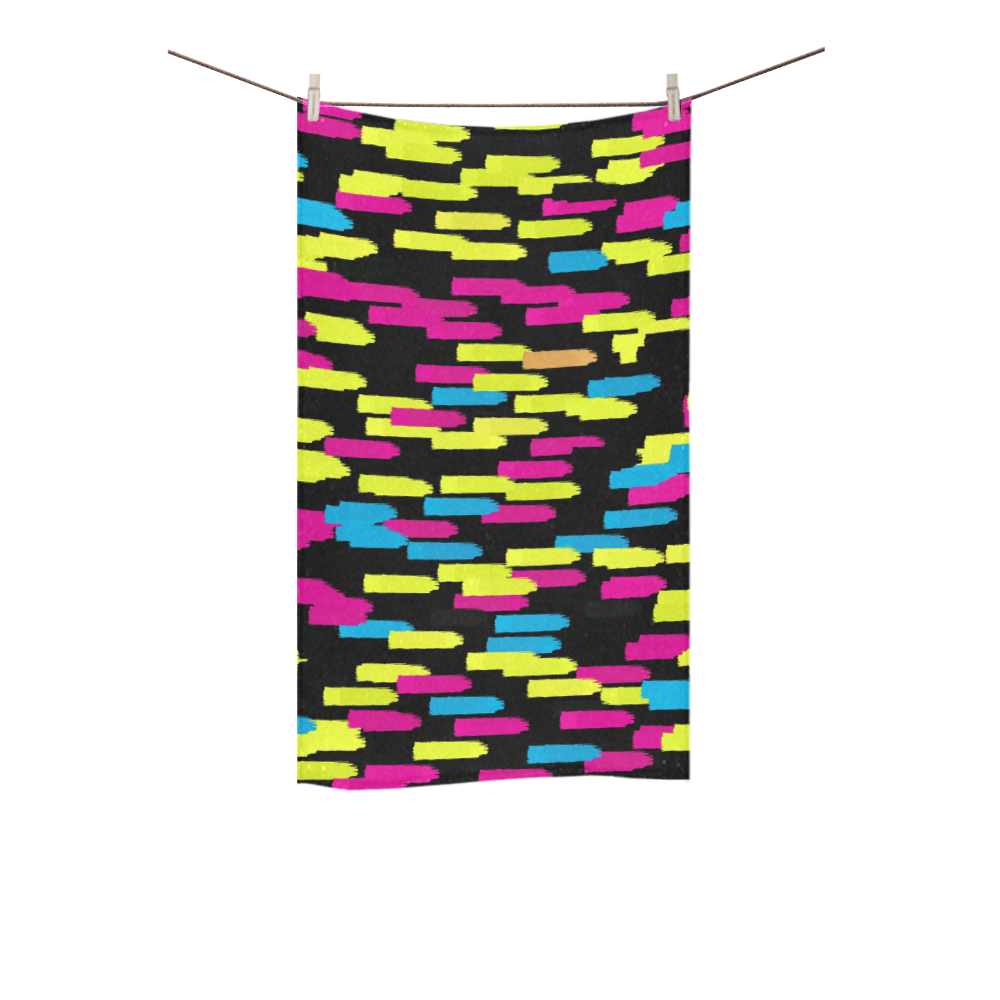 Colorful strokes on a black background Custom Towel 16"x28"