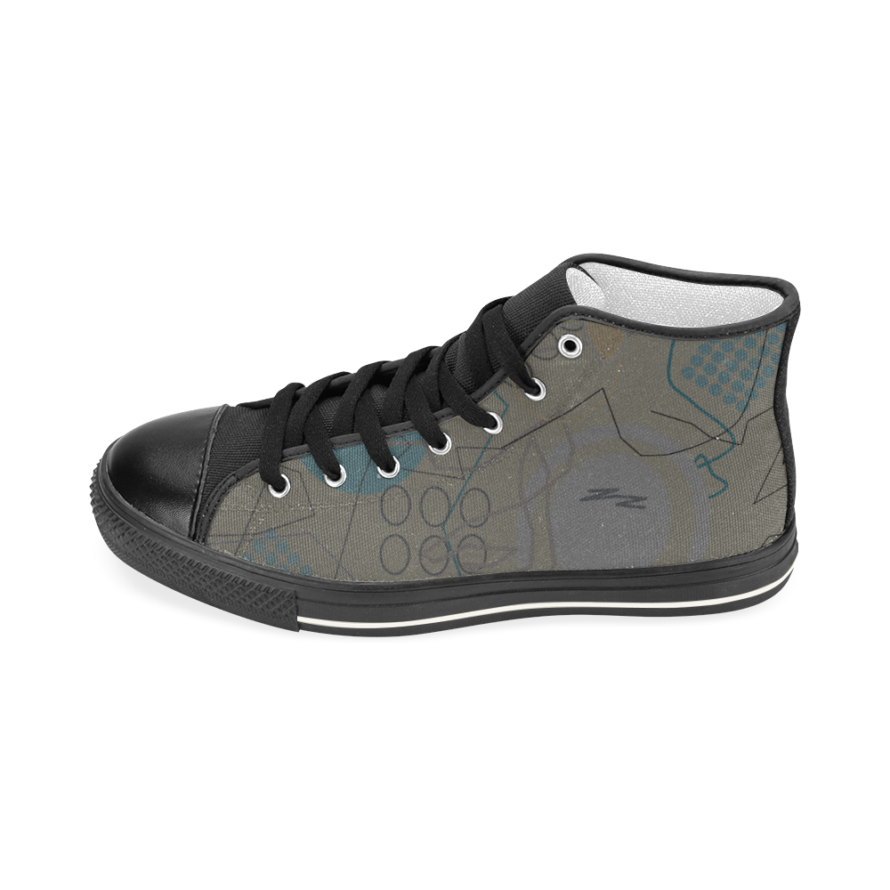 Abstract 8 brown Men’s Classic High Top Canvas Shoes (Model 017)
