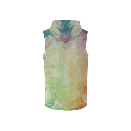 Painted canvas All Over Print Sleeveless Zip Up Hoodie for Women (Model H16)