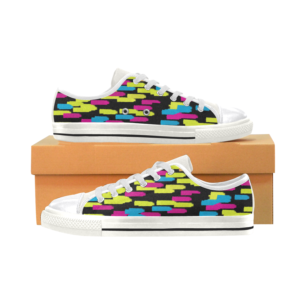 Colorful strokes on a black background Women's Classic Canvas Shoes (Model 018)