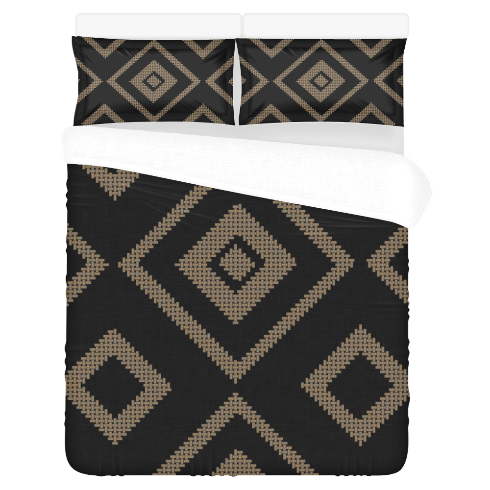 black and tan diamond 3-Piece Bedding Set