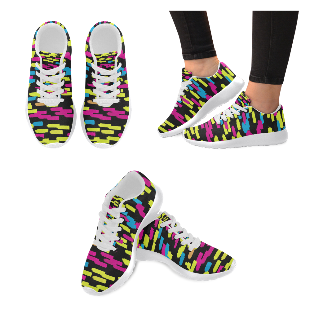 Colorful strokes on a black background Women’s Running Shoes (Model 020)