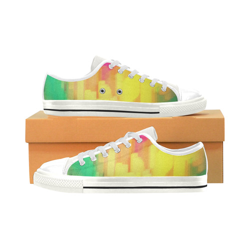 Pastel shapes painting Low Top Canvas Shoes for Kid (Model 018)