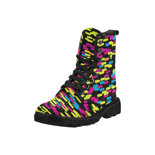 Colorful strokes on a black background Martin Boots for Men (Black) (Model 1203H)