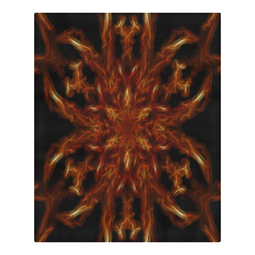 Fractal Orange Flower Energy Lines 3-Piece Bedding Set