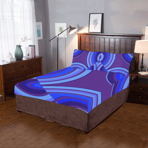 purple curve 3-Piece Bedding Set