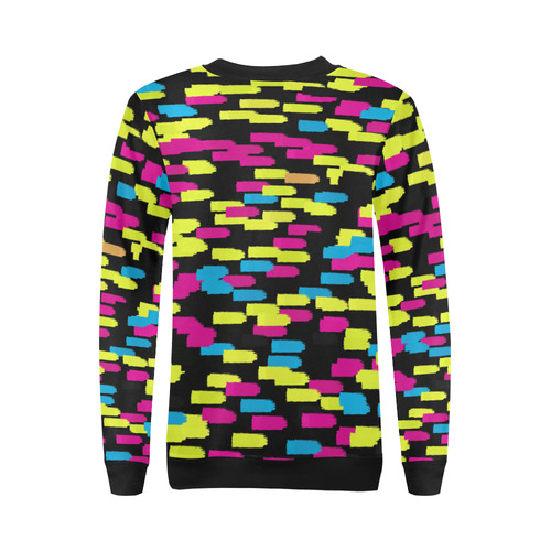 Colorful strokes on a black background All Over Print Crewneck Sweatshirt for Women (Model H18)