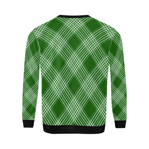 Green And White Plaid Black All Over Print Crewneck Sweatshirt for Men/Large (Model H18)