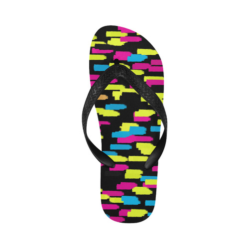 Colorful strokes on a black background Flip Flops for Men/Women (Model 040)