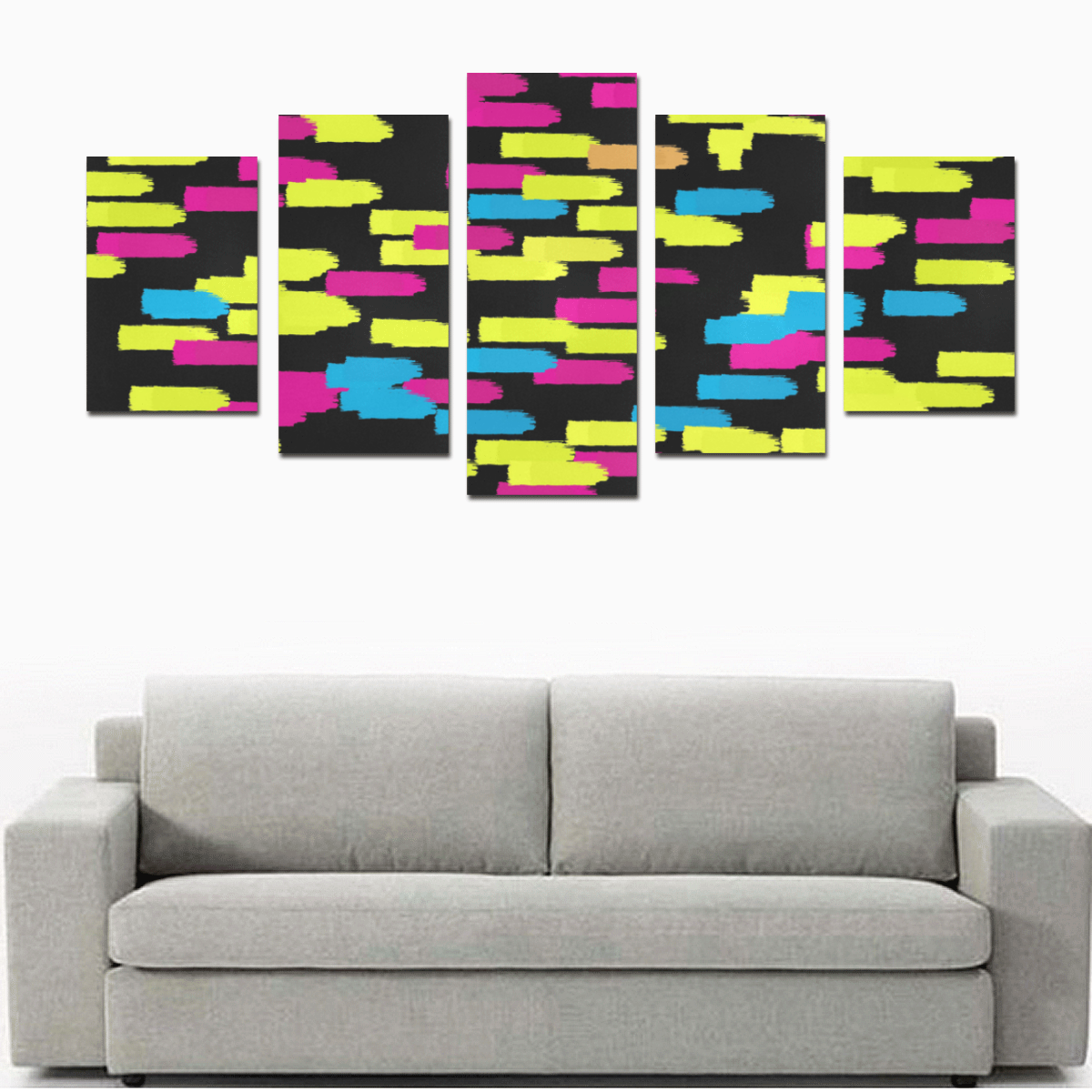 Colorful strokes on a black background Canvas Print Sets D (No Frame)