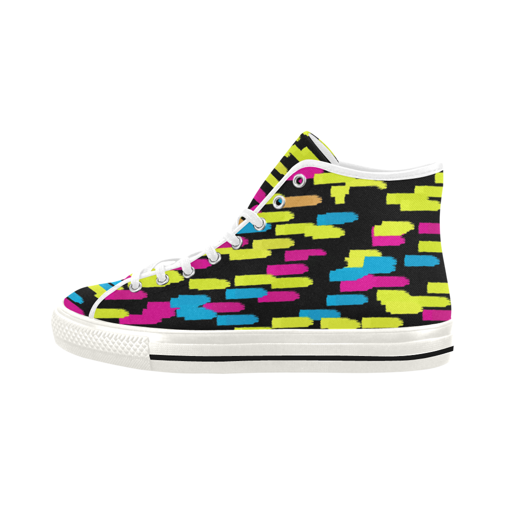 Colorful strokes on a black background Vancouver H Men's Canvas Shoes/Large (1013-1)