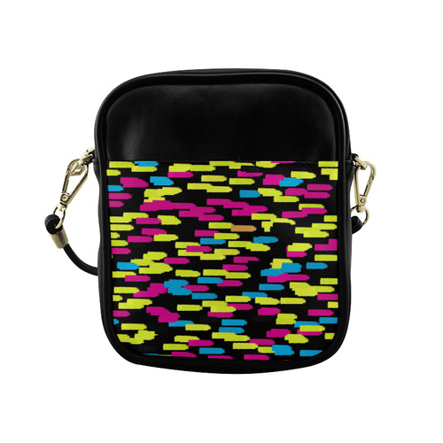 Colorful strokes on a black background Sling Bag (Model 1627)