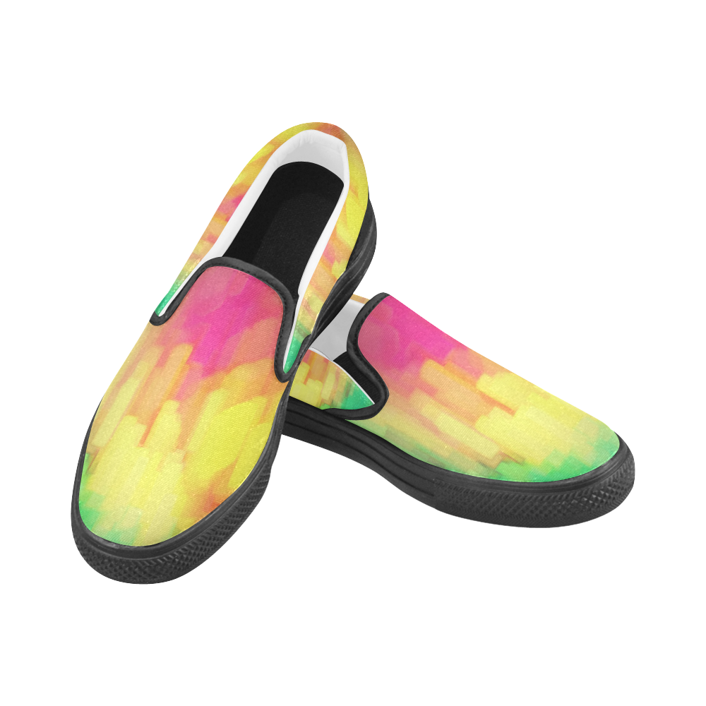 Pastel shapes painting Men's Unusual Slip-on Canvas Shoes (Model 019)