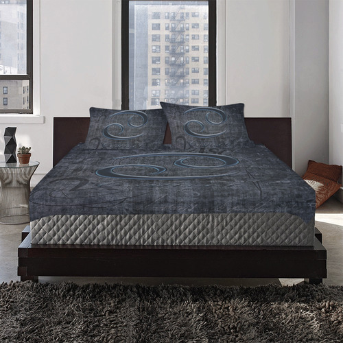 Astrology Zodiac Sign Cancer in Grunge Style 3-Piece Bedding Set