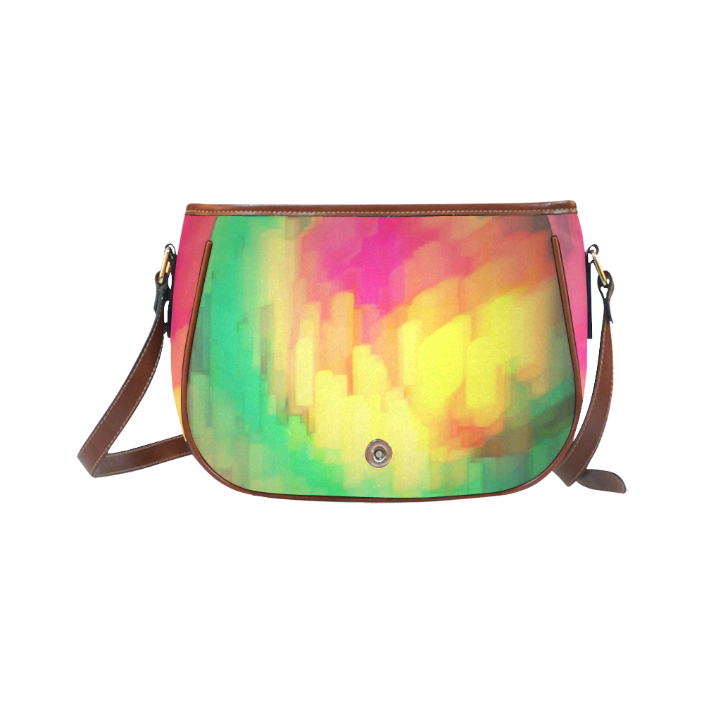 Pastel shapes painting Saddle Bag/Large (Model 1649)