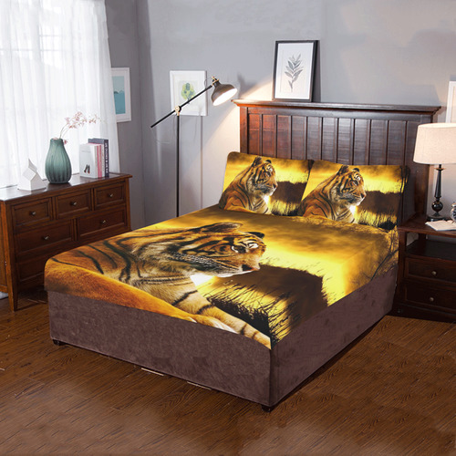 Tiger and Sunset 3-Piece Bedding Set