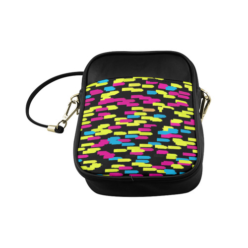 Colorful strokes on a black background Sling Bag (Model 1627)