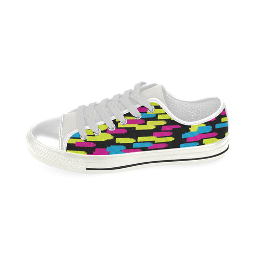 Colorful strokes on a black background Low Top Canvas Shoes for Kid (Model 018)