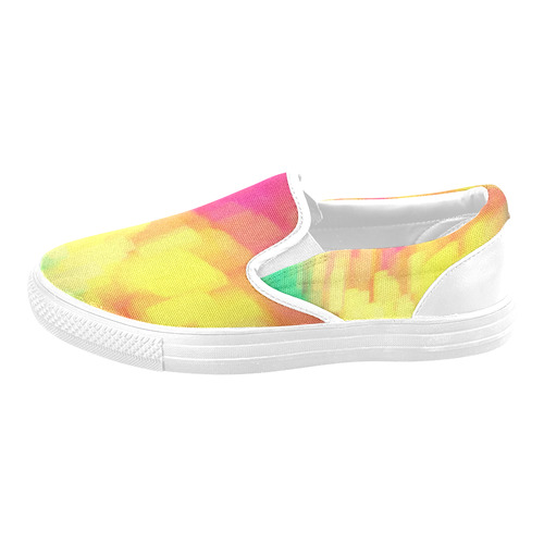 Pastel shapes painting Women's Unusual Slip-on Canvas Shoes (Model 019)