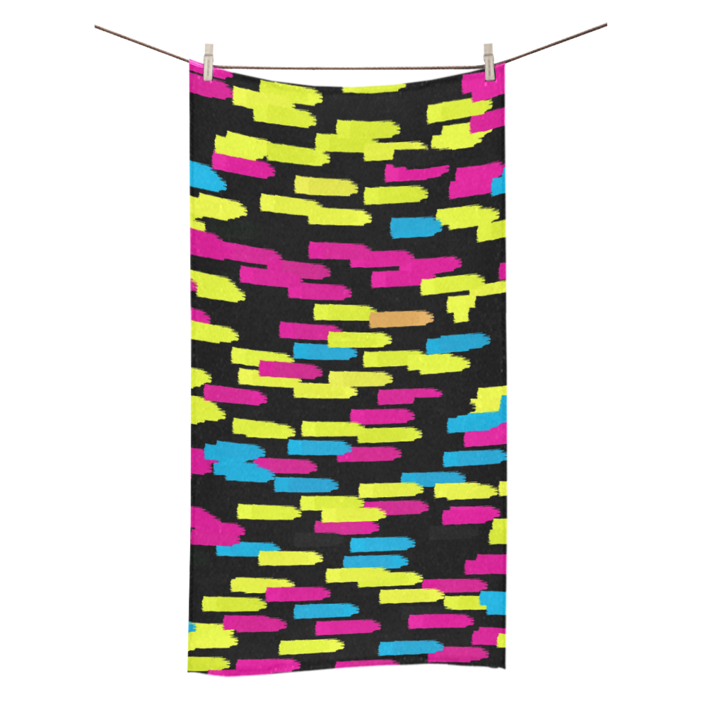 Colorful strokes on a black background Bath Towel 30"x56"