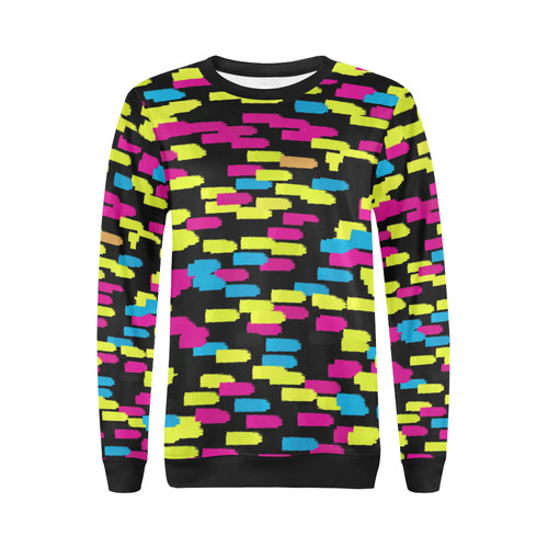 Colorful strokes on a black background All Over Print Crewneck Sweatshirt for Women (Model H18)