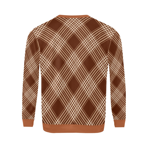Sienna And White Plaid All Over Print Crewneck Sweatshirt for Men (Model H18)