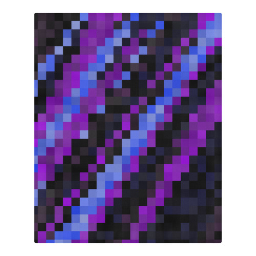 Blue and Purple Pixels 3-Piece Bedding Set