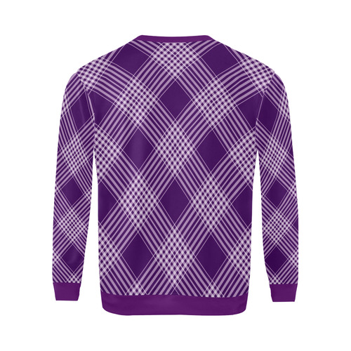 Royal Purple And White Plaid All Over Print Crewneck Sweatshirt for Men/Large (Model H18)