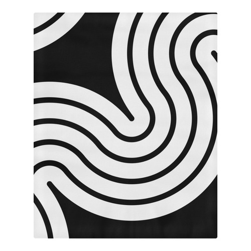 black and white curve 3-Piece Bedding Set