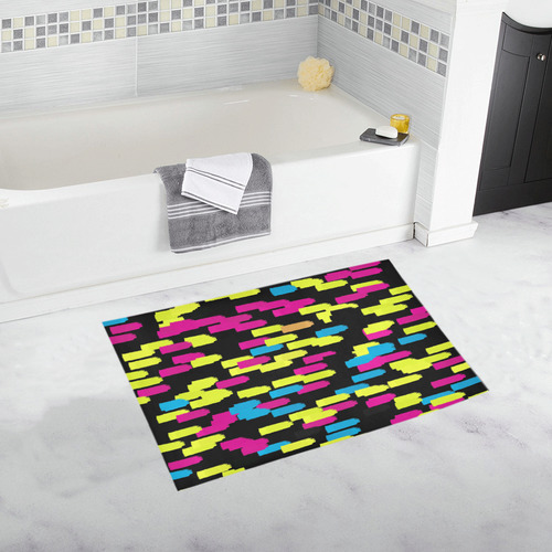 Colorful strokes on a black background Bath Rug 20''x 32''