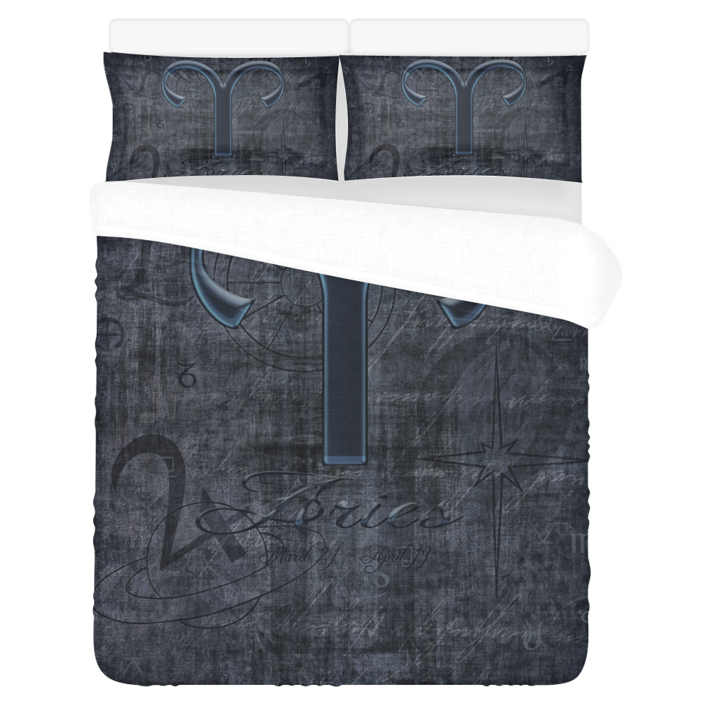 Astrology Zodiac Sign Aries in Grunge Style 3-Piece Bedding Set