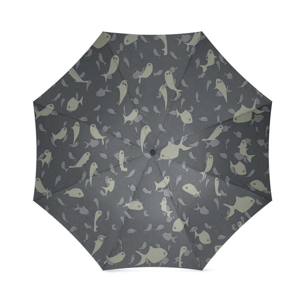 Lots of Fish Pattern D Grey Foldable Umbrella (Model U01)