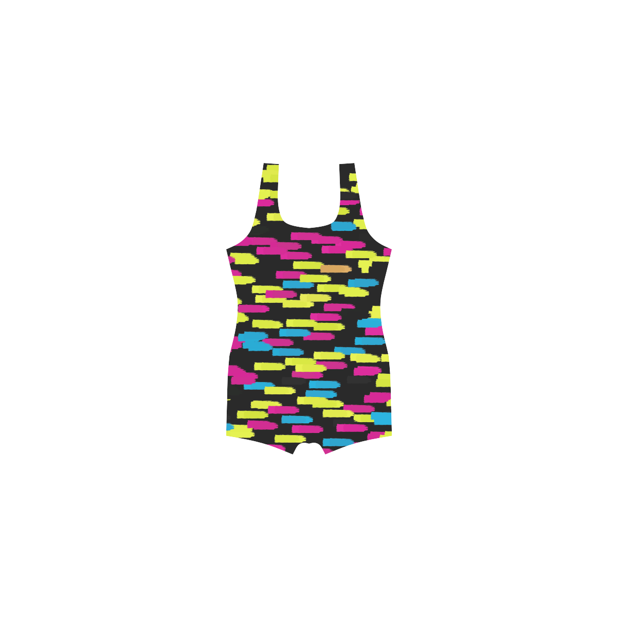 Colorful strokes on a black background Classic One Piece Swimwear (Model S03)