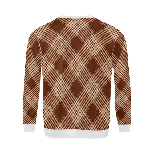 Sienna And White Plaid White All Over Print Crewneck Sweatshirt for Men (Model H18)