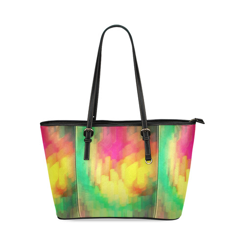 Pastel shapes painting Leather Tote Bag/Large (Model 1640)