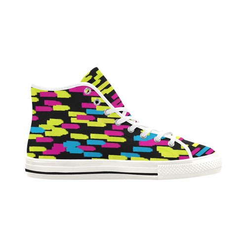 Colorful strokes on a black background Vancouver H Men's Canvas Shoes/Large (1013-1)