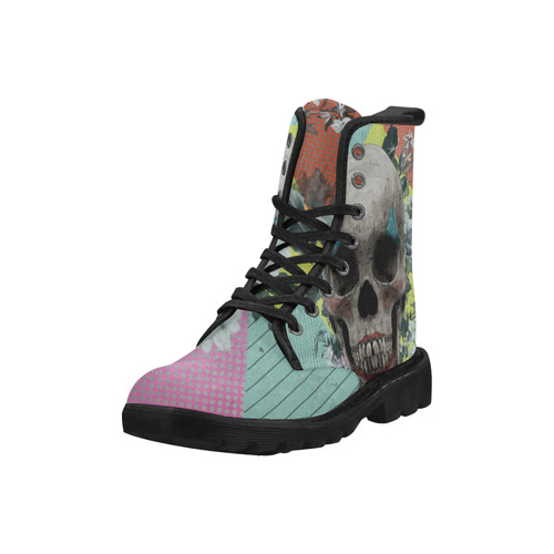 Skull Ready for Halloween Collage Collection Martin Boots for Women (Black) (Model 1203H)