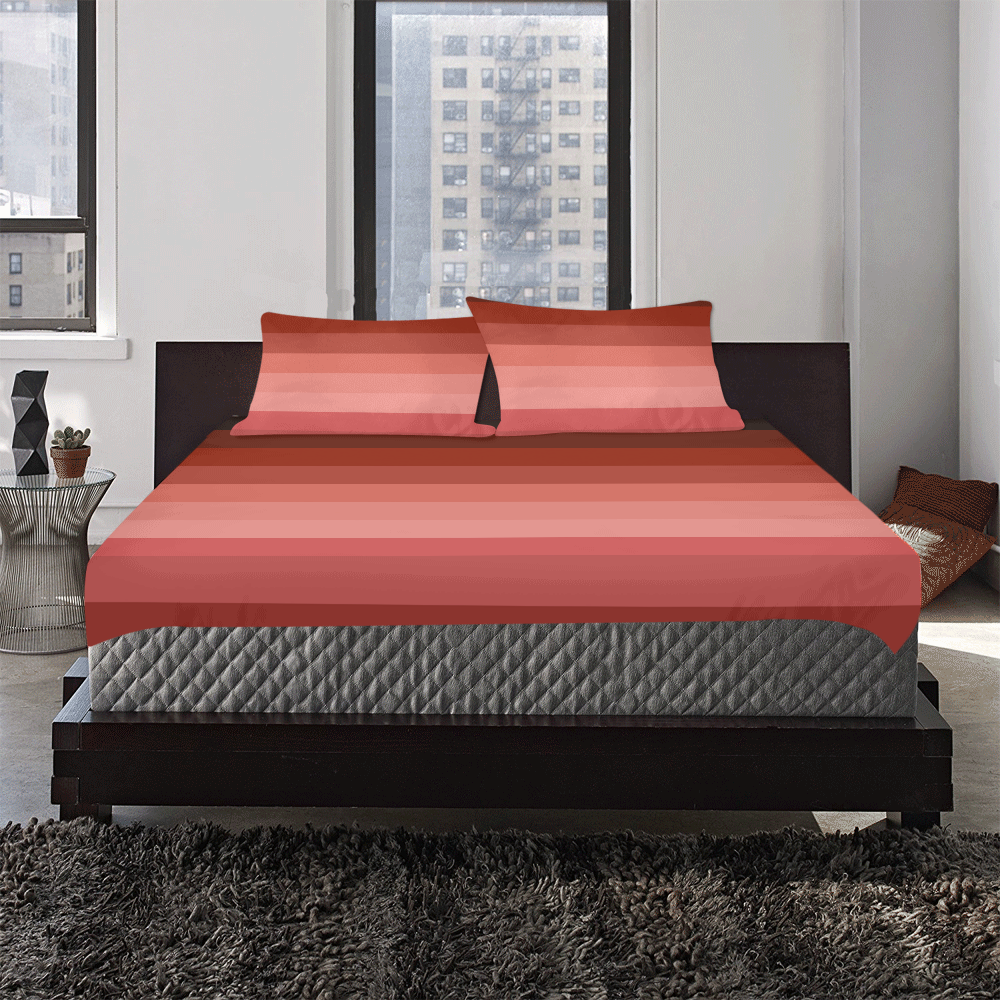 red stripes 3-Piece Bedding Set