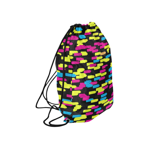 Colorful strokes on a black background Large Drawstring Bag Model 1604 (Twin Sides)  16.5"(W) * 19.3"(H)