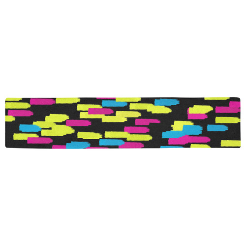 Colorful strokes on a black background Table Runner 16x72 inch