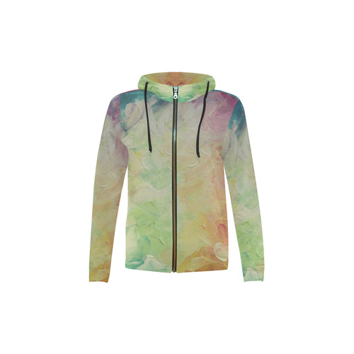 Painted canvas All Over Print Full Zip Hoodie for Kid (Model H14)