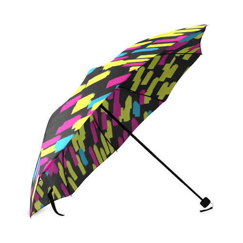 Colorful strokes on a black background Foldable Umbrella (Model U01)