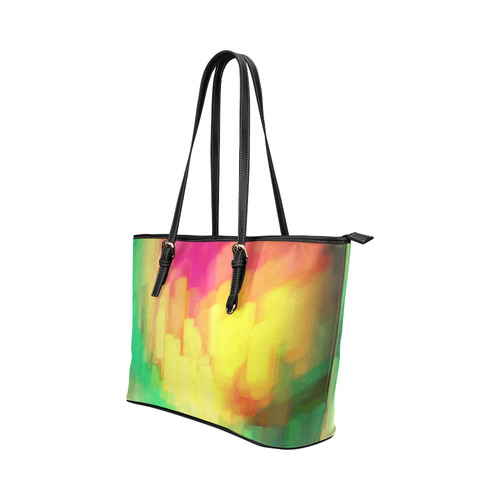 Pastel shapes painting Leather Tote Bag/Large (Model 1651)