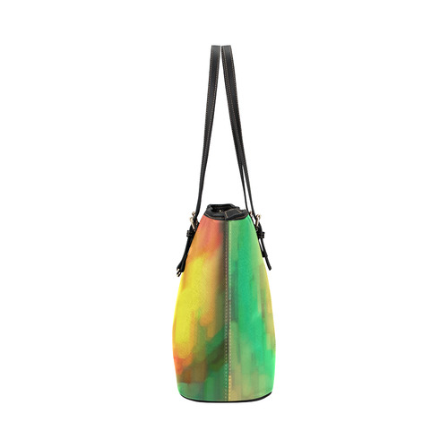 Pastel shapes painting Leather Tote Bag/Large (Model 1651)